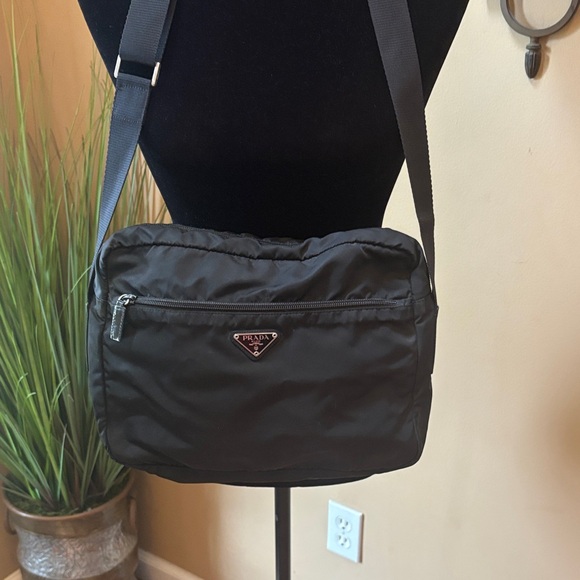Prada Handbags - Prada Black Nylon Messenger Bag